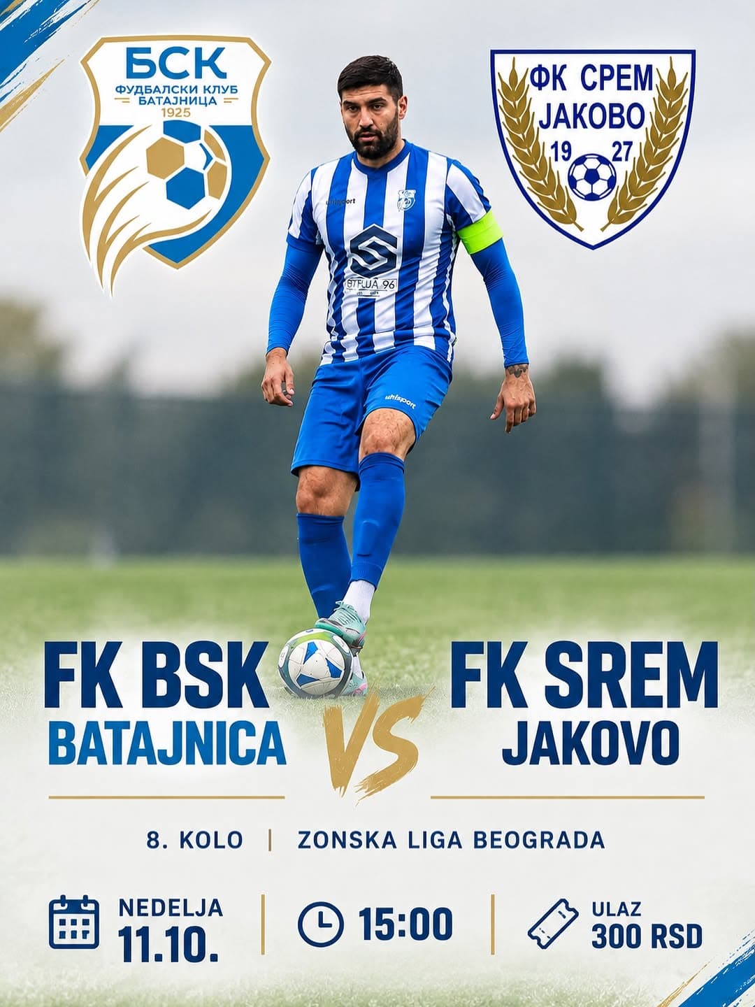 FK BSK Batajnica dočekuje Srem Jakovo u 8. kolu Zonske lige Beograda